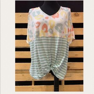 Soft Leopard & Stripes Boutique Style Top